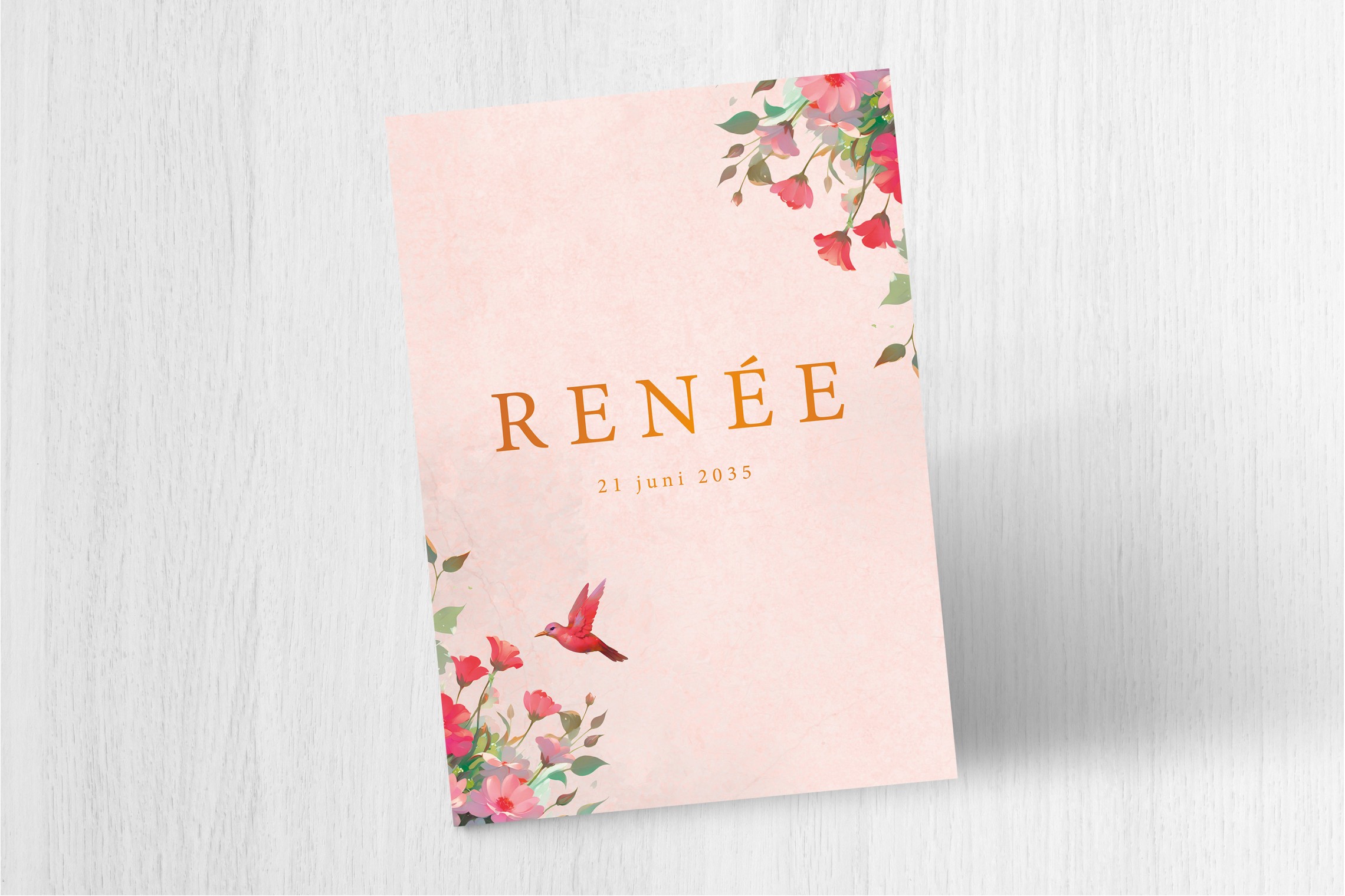 Vogel met roze bloemen